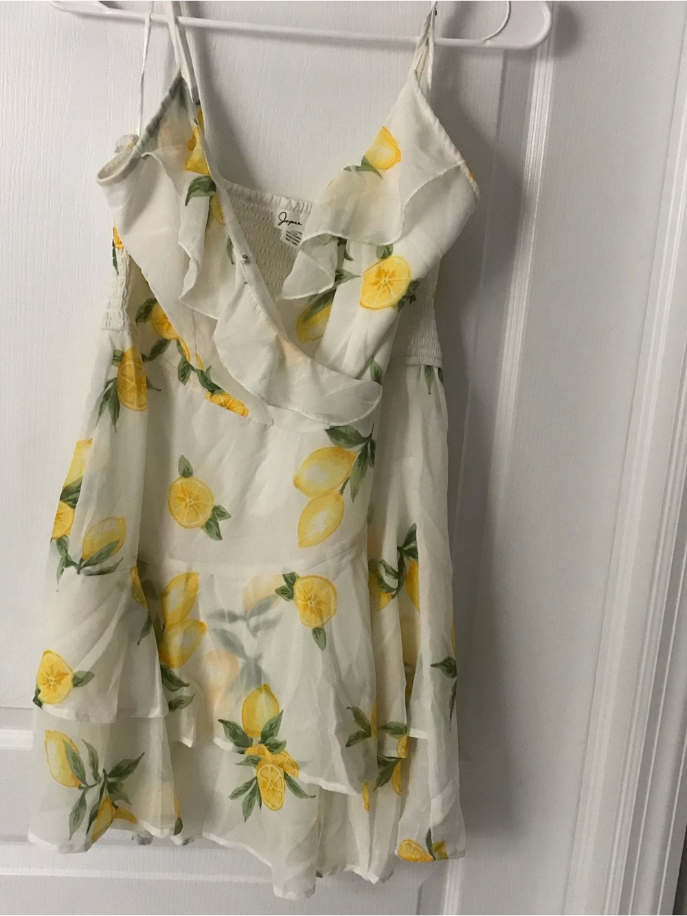 Japna White Mini Dress with Yellow Lemon Print